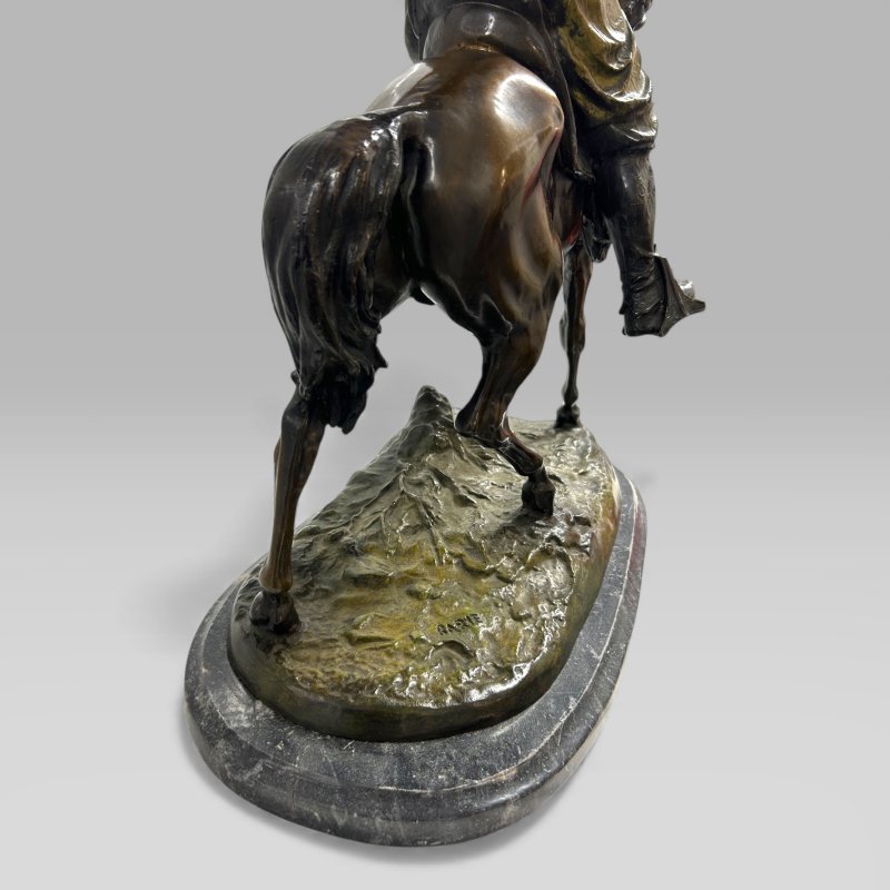 Antique French Bronze Sculpture Arab Horseman After Barye & Guillemin, 75 cm - Image 10